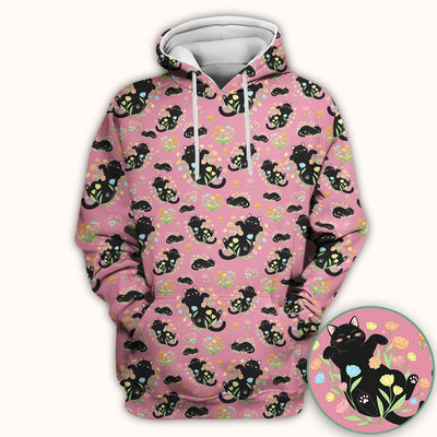Cats With Cute Poses Floral Pattern Scrubs Top, Comfortable Scrubs for Nurses
