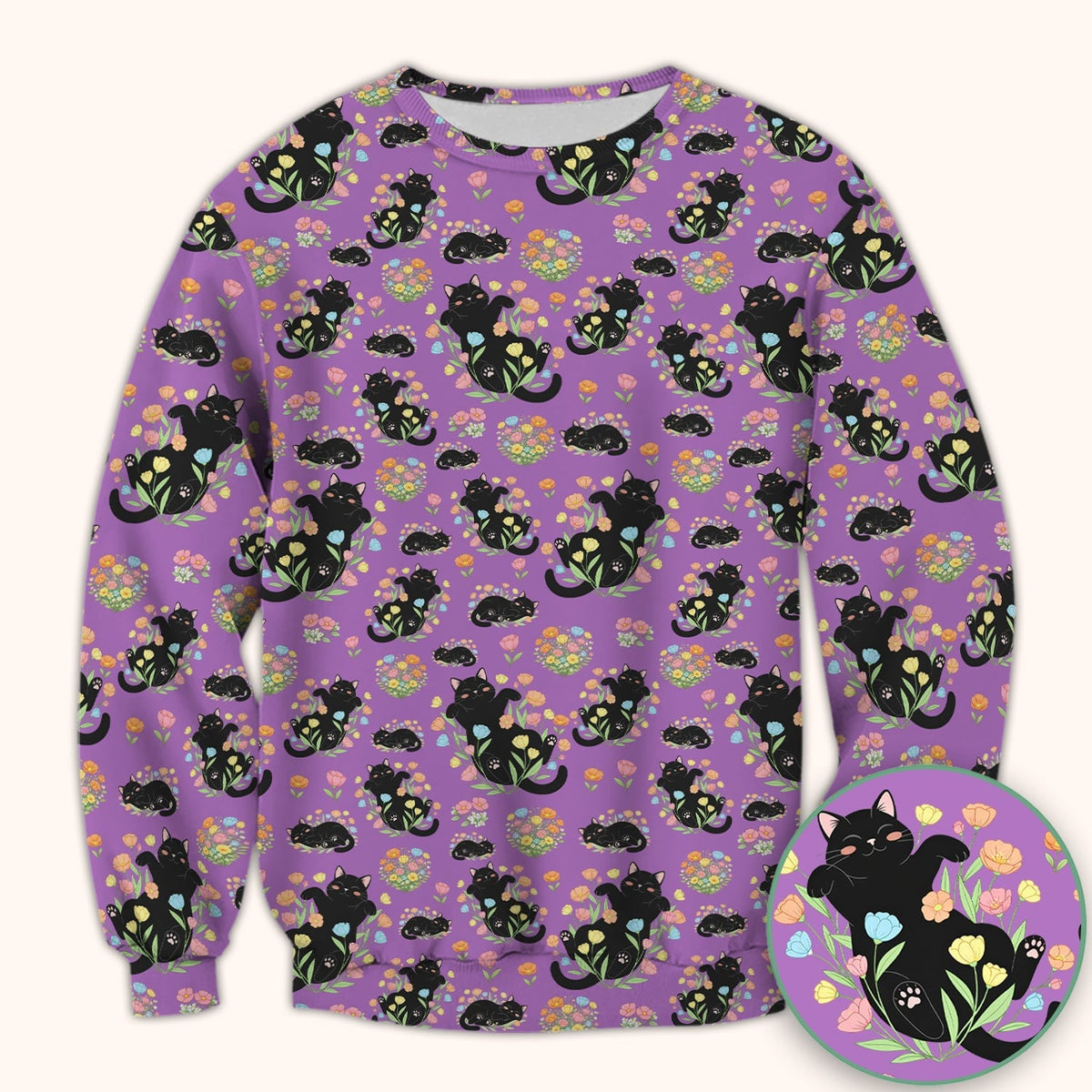 Cats With Cute Poses Floral Pattern Scrubs Top, Comfortable Scrubs for Nurses