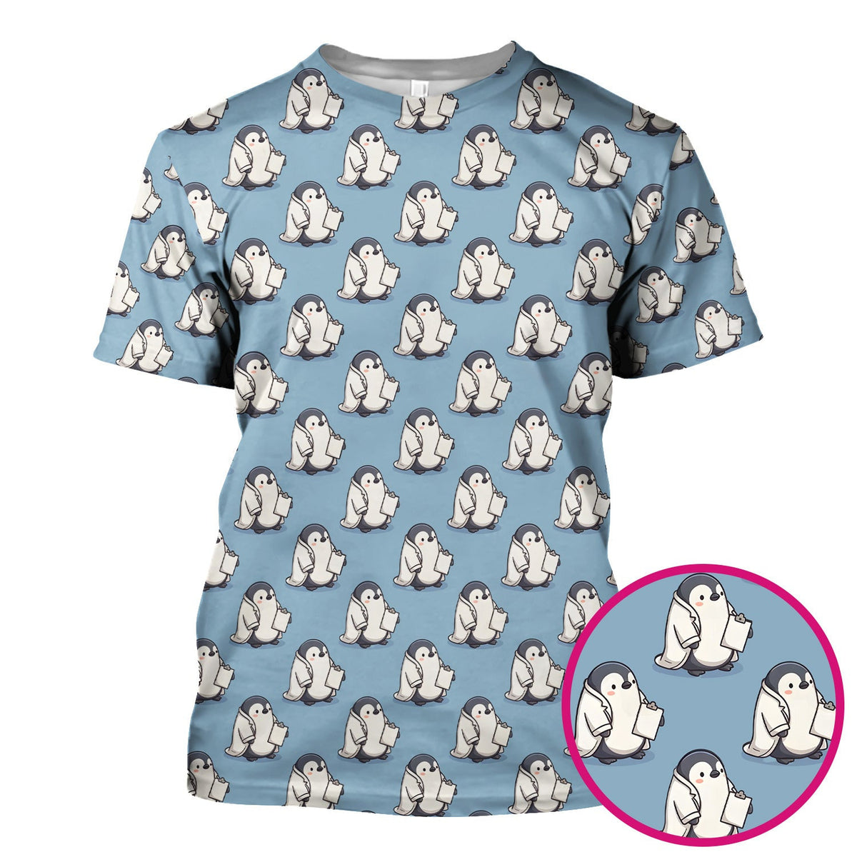 Penguin Nurse Medical Pattern Scrub Top, Comfortable Scrubs for Nurses