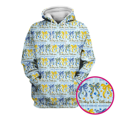 Down Syndrome Awareness Ribbon Pattern Scrub Top Comfortable Nurse Workwear Top