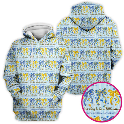 Down Syndrome Awareness Ribbon Pattern Scrub Top Comfortable Nurse Workwear Top