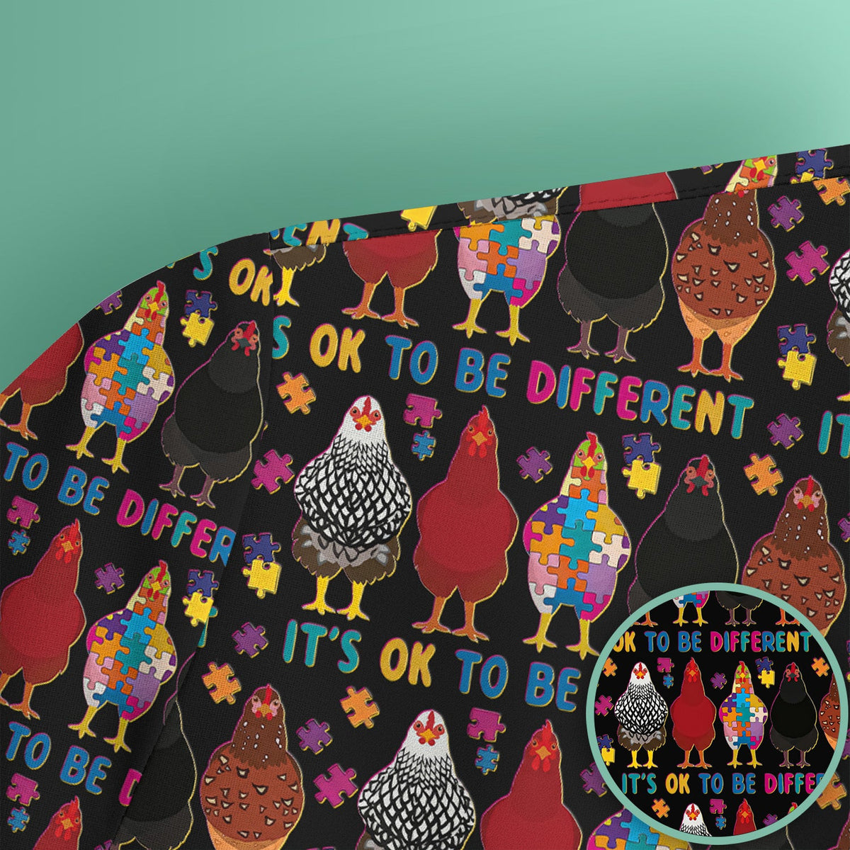 Autism Chicken It’s OK to Be Different Print Scrub Top, Comfortable Scrubs for Nurses