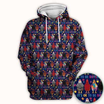 Autism Chicken It’s OK to Be Different Print Scrub Top, Comfortable Scrubs for Nurses