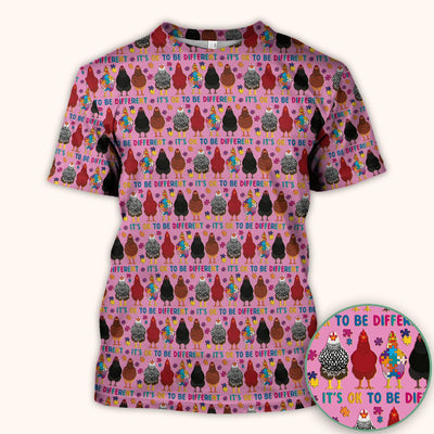 Autism Chicken It’s OK to Be Different Print Scrub Top, Comfortable Scrubs for Nurses