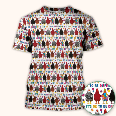 Autism Chicken It’s OK to Be Different Print Scrub Top, Comfortable Scrubs for Nurses