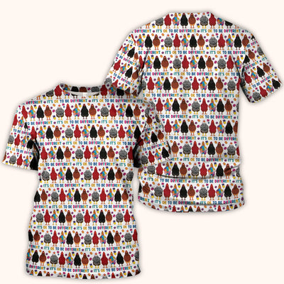 Autism Chicken It’s OK to Be Different Print Scrub Top, Comfortable Scrubs for Nurses