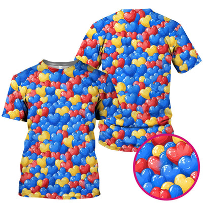 Colorful Autism Heart Pattern Scrub Top, Comfortable Scrubs for Nurses