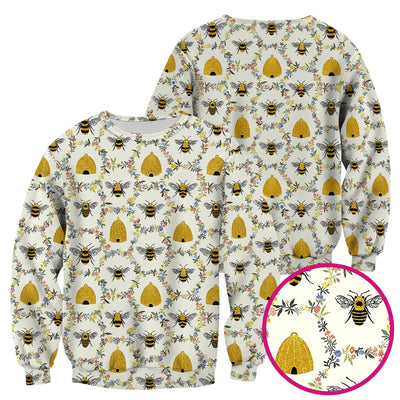 Honey Bee Beehive Floral Pattern Scrub Top, Comfortable Scrubs for Nurses
