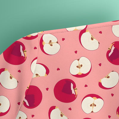 Cute Red Apple Fruit Pattern Scrubs Top, Comfortable Scrubs for Nurses