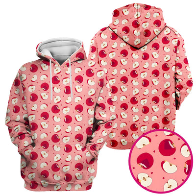 Cute Red Apple Fruit Pattern Scrubs Top, Comfortable Scrubs for Nurses