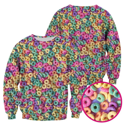 Colorful Cereal Loops Pattern Scrub Top, Comfortable Scrubs for Nurses