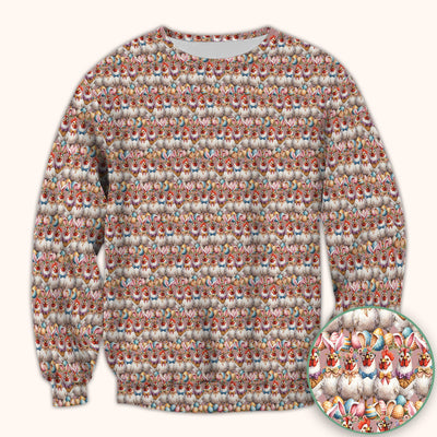 Easter Bunny Chicken Pattern Scrub Top, Comfortable Scrubs for Nurses