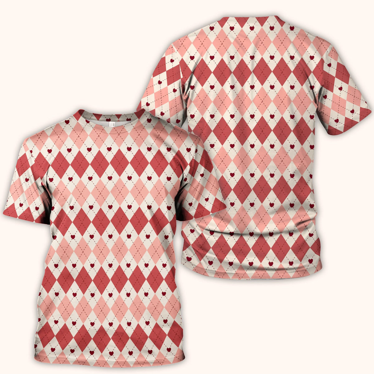 Red Argyle Plaid Pattern Scrubs Top, Comfortable Scrubs for Nurses