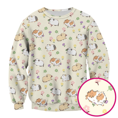 Cozy Guinea Pig Floral Doodle Pattern Scrub Top, Comfortable Scrubs for Nurses