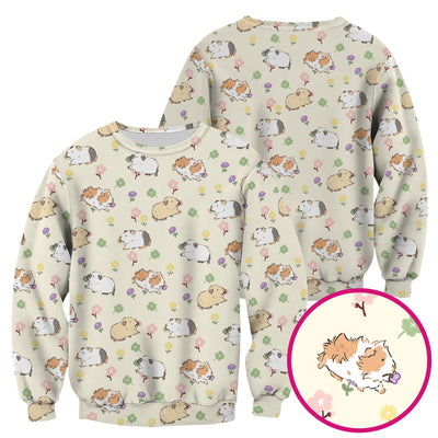 Cozy Guinea Pig Floral Doodle Pattern Scrub Top, Comfortable Scrubs for Nurses