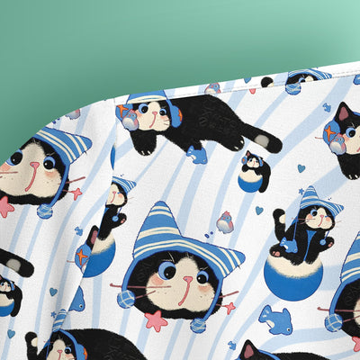 Charming Kitten Fish Pattern Scrub Top, Comfortable Scrubs for Nurses