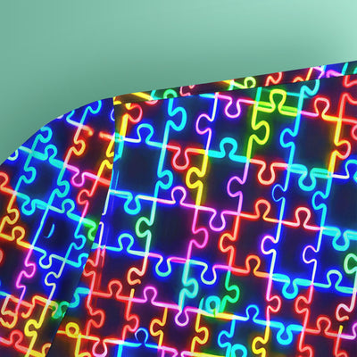 Autism Puzzle Neon Pattern Scrubs Top, Comfortable Scrubs for Nurses
