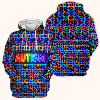 Autism Puzzle Neon Pattern Scrubs Top, Comfortable Scrubs for Nurses