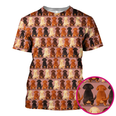 Cute Dachshund Butt Pattern All Over Print Scrubs Top, Comfortable Scrubs for Nurses