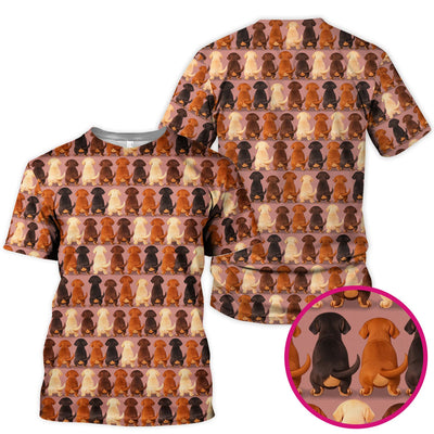 Cute Dachshund Butt Pattern All Over Print Scrubs Top, Comfortable Scrubs for Nurses