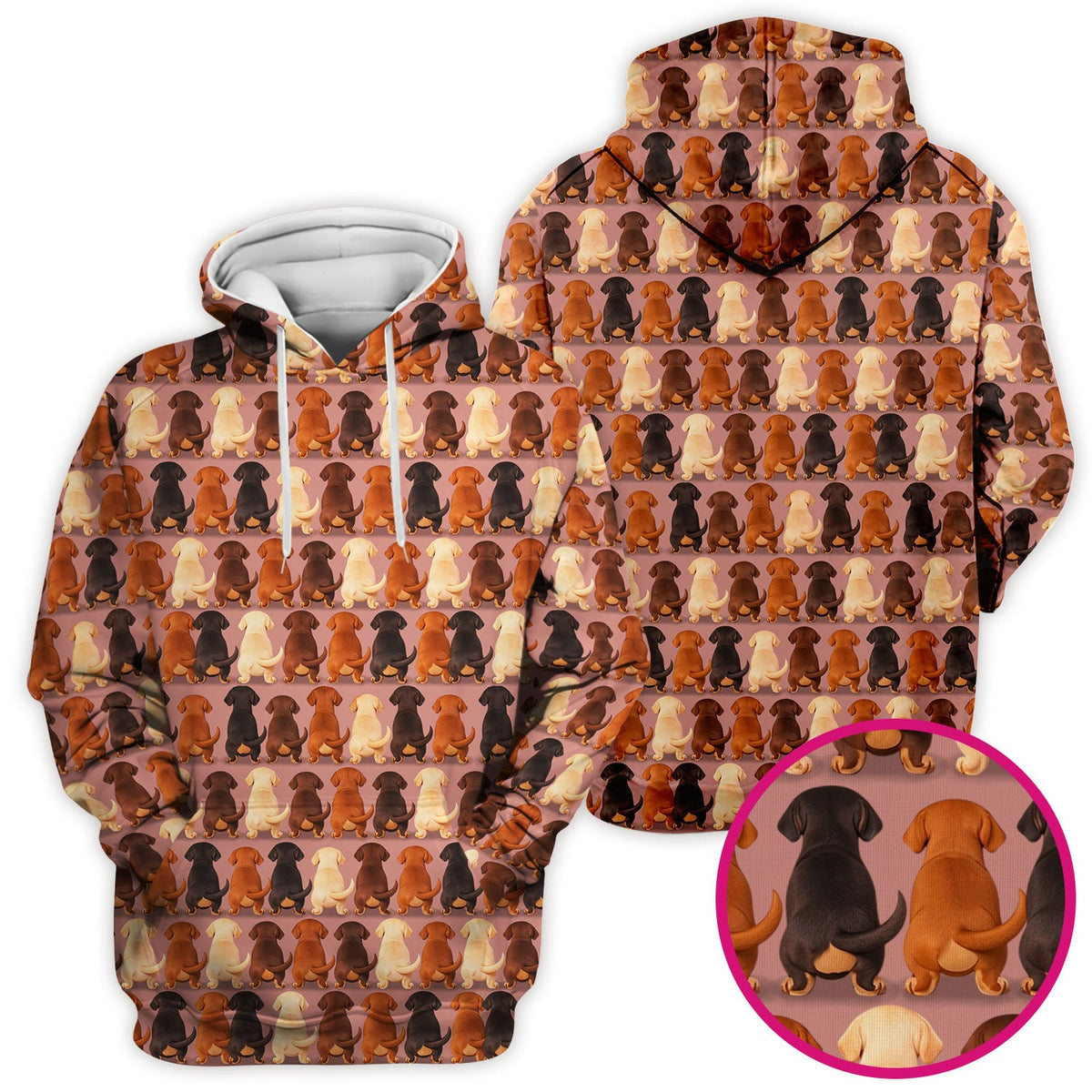 Cute Dachshund Butt Pattern All Over Print Scrubs Top, Comfortable Scrubs for Nurses