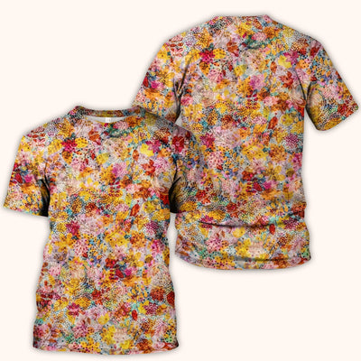Autumn Floral Leaves Pattern Scrub Top, Comfortable Scrubs for Nurses