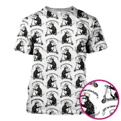 Funny Opossum Nurse Riding Scooter Pattern Scrubs Top, Breathable Fabrics Nursing Uniform