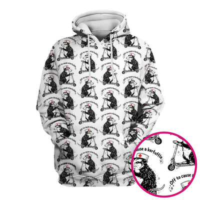 Funny Opossum Nurse Riding Scooter Pattern Scrubs Top, Breathable Fabrics Nursing Uniform