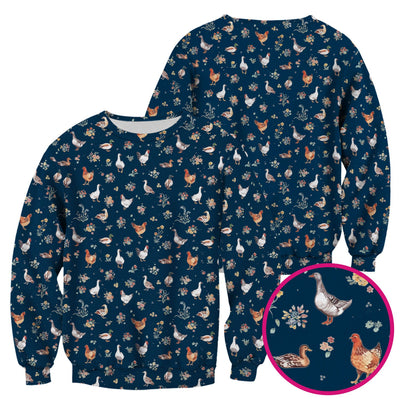 Farm Chicken Duck Floral Pattern Scrubs Top, Comfortable Scrubs for Nurses