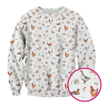 Farm Chicken Duck Floral Pattern Scrubs Top, Comfortable Scrubs for Nurses