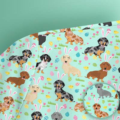 Easter Dachshund Dog Pattern Scrub Top, Comfortable Scrubs for Nurses