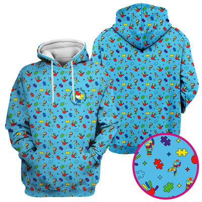 Autism Awareness Colorful Puzzle Pattern Scrub Top, Comfortable Scrubs for Nurses