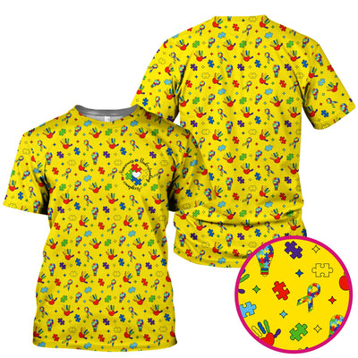 Autism Awareness Colorful Puzzle Pattern Scrub Top, Comfortable Scrubs for Nurses