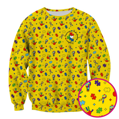 Autism Awareness Colorful Puzzle Pattern Scrub Top, Comfortable Scrubs for Nurses