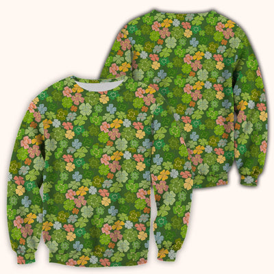 Colorful Shamrock Clover Pattern Scrubs Top, Comfortable Scrubs for Nurses
