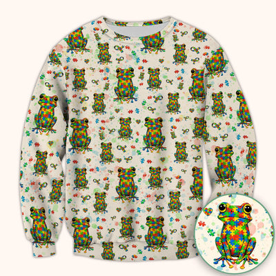 Colorful Autism Puzzle Frog Pattern Scrubs Top, Comfortable Scrubs for Nurses