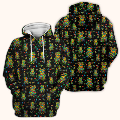 Colorful Autism Puzzle Frog Pattern Scrubs Top, Comfortable Scrubs for Nurses