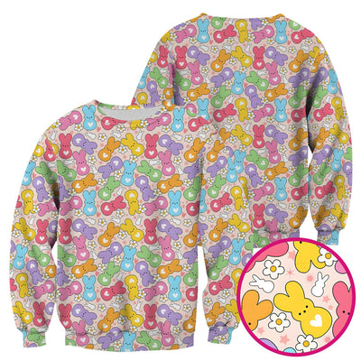 Sweet Pastel Bunny Daisy Pattern Scrub Top, Comfortable Scrubs for Nurses, Easter