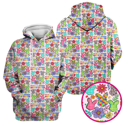 Happy Easter Bunny Floral Print Scrub Top, Breathable Fabrics Nursing Uniform