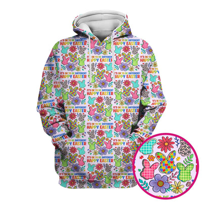 Happy Easter Bunny Floral Print Scrub Top, Breathable Fabrics Nursing Uniform