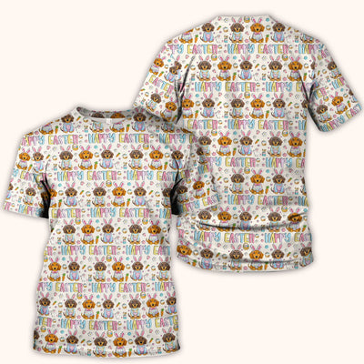 Happy Easter Dachshund Bunny Print Scrub Top, Comfortable Scrubs for Nurses