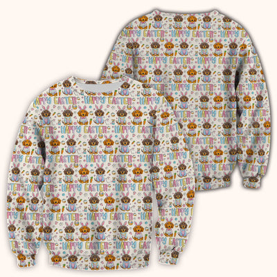 Happy Easter Dachshund Bunny Print Scrub Top, Comfortable Scrubs for Nurses