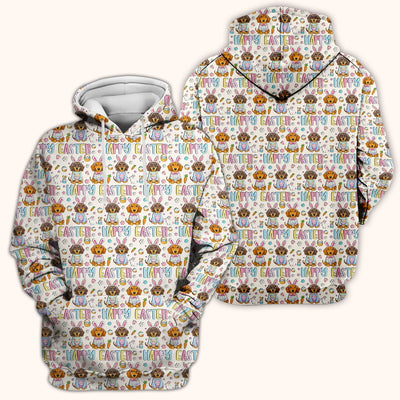 Happy Easter Dachshund Bunny Print Scrub Top, Comfortable Scrubs for Nurses
