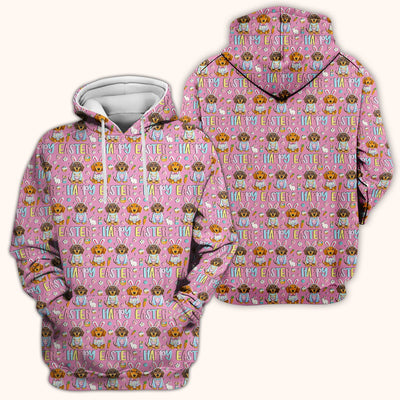 Happy Easter Dachshund Bunny Print Scrub Top, Comfortable Scrubs for Nurses