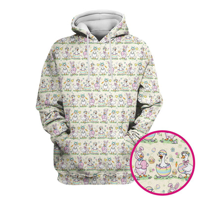 Pastel Easter Goose Bunny Egg Pattern Scrub Top, Comfortable Scrubs for Nurses