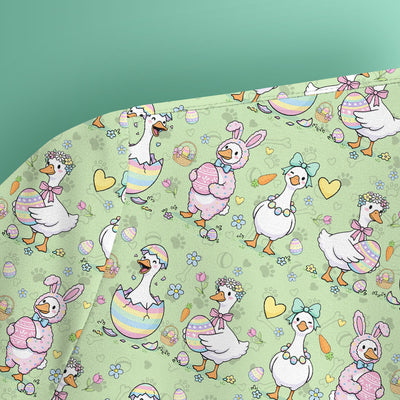 Pastel Easter Goose Bunny Egg Pattern Scrub Top, Comfortable Scrubs for Nurses