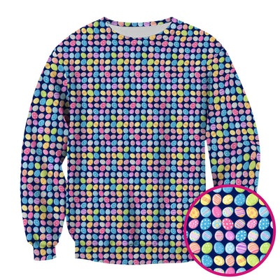 Colorful Easter Eggs Pattern Scrub Top, Comfortable Scrubs for Nurses