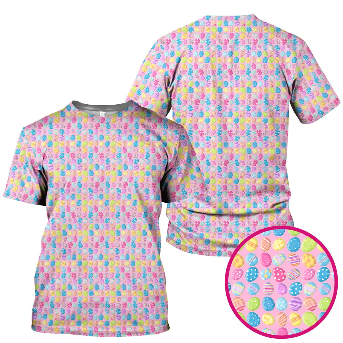Colorful Easter Eggs Pattern Scrub Top, Comfortable Scrubs for Nurses