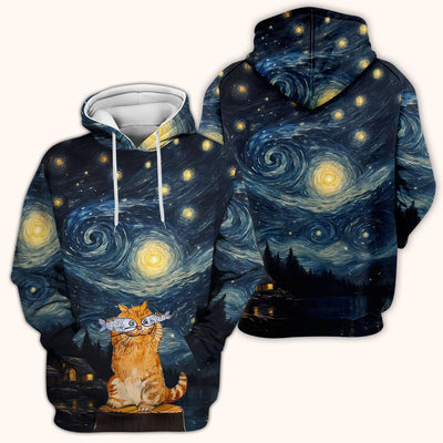 Cat Under Starry Night Sky Art Print Scrub Top, Comfortable Scrubs for Nurses