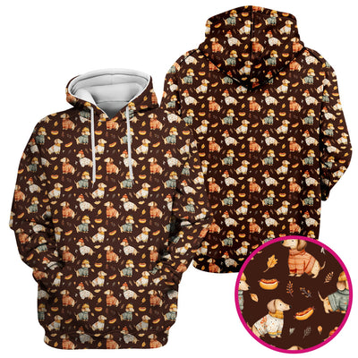 Autumn Dachshund Dog Sweater Print Scrub Top, Comfortable Scrubs for Nurses